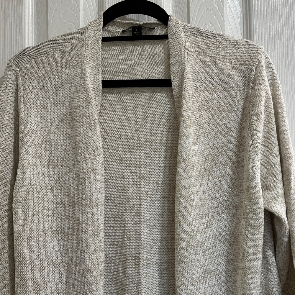 Ann Taylor Light Tan Open-Front Cardigan